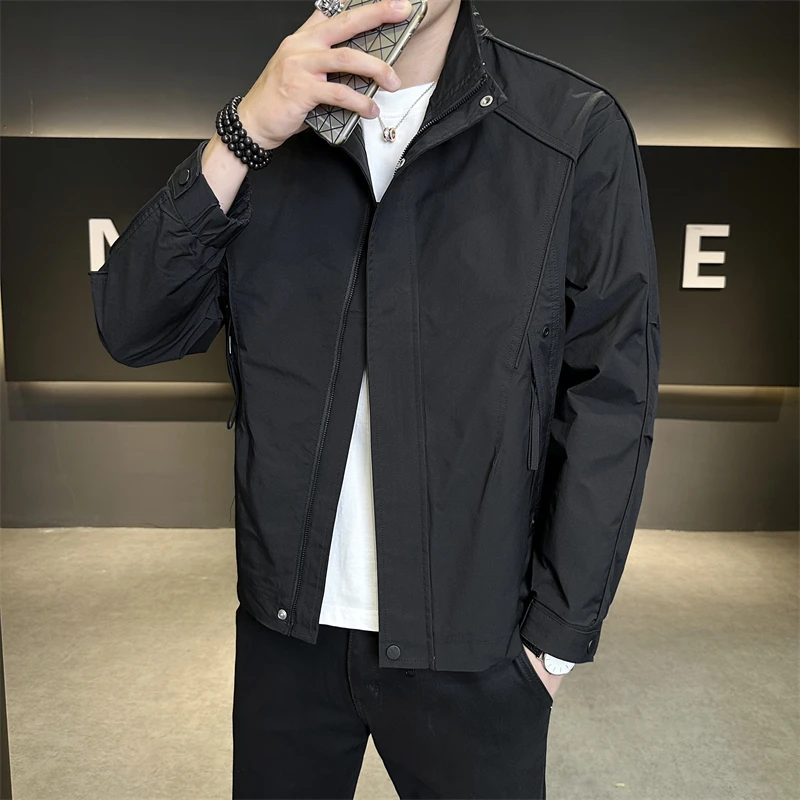 2025秋季新款立领透气痞帅男士夹克潮流免烫工装青年上衣外套男