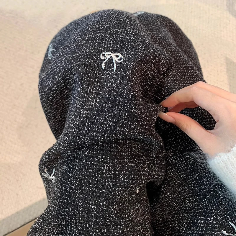 孕妇裤秋冬加绒加厚蝴蝶结刺绣小香风抽绳阔腿裤宽松显瘦拖地长裤