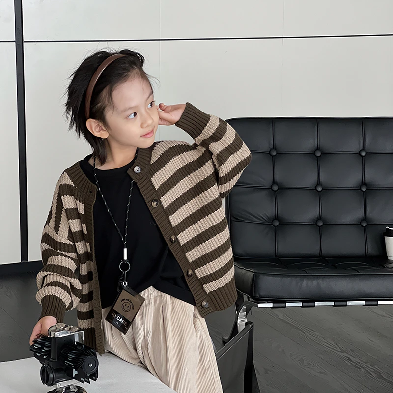 【现货】秋装儿童韩版时尚经典条纹毛衣针织开衫HCM3128-CCCC