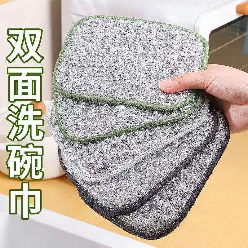 加厚厨房洗碗布圆角银丝泡泡抹布家用双面清洁布吸水不沾油洗碗巾