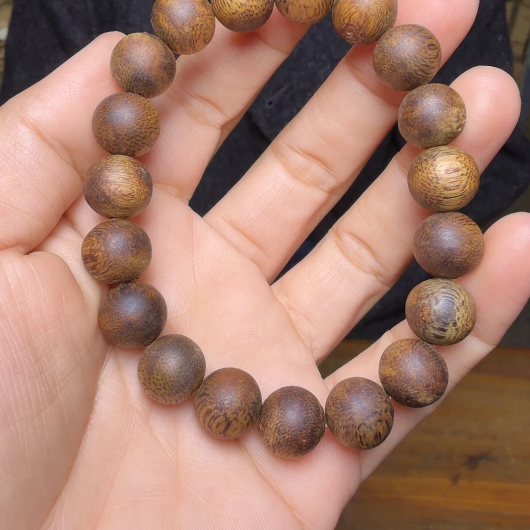 手串沉香老白奇金丝黄红油圆珠单圈一条1.1mm