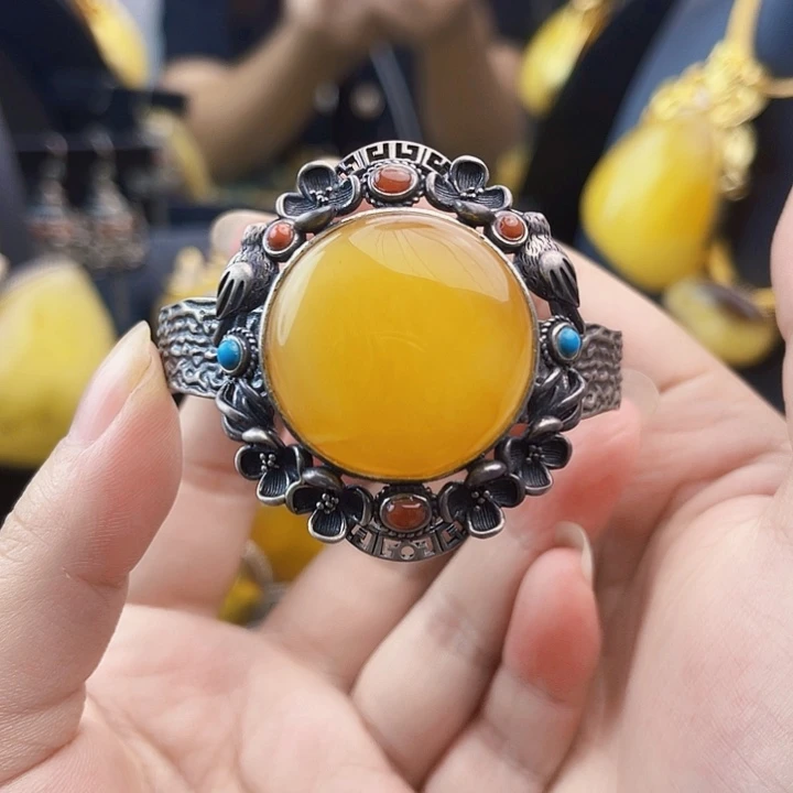 琥珀银S925镶嵌裸石