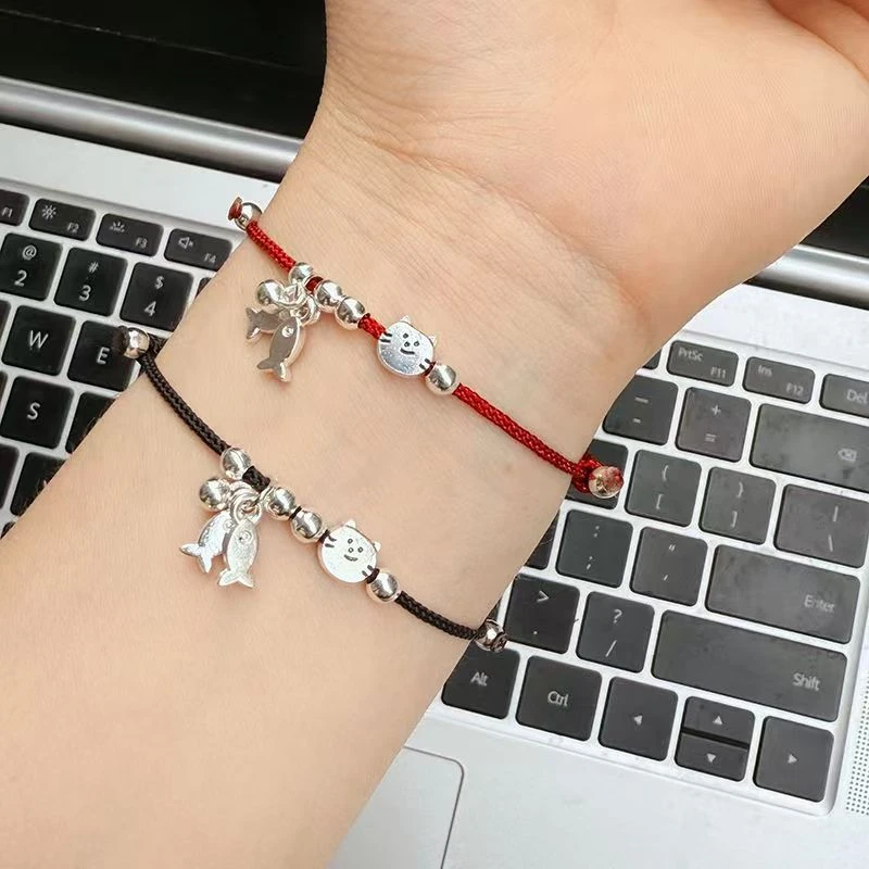 【小猪】猫咪小鱼手绳创意diy手工编织手绳可爱情侣驾车个人用品