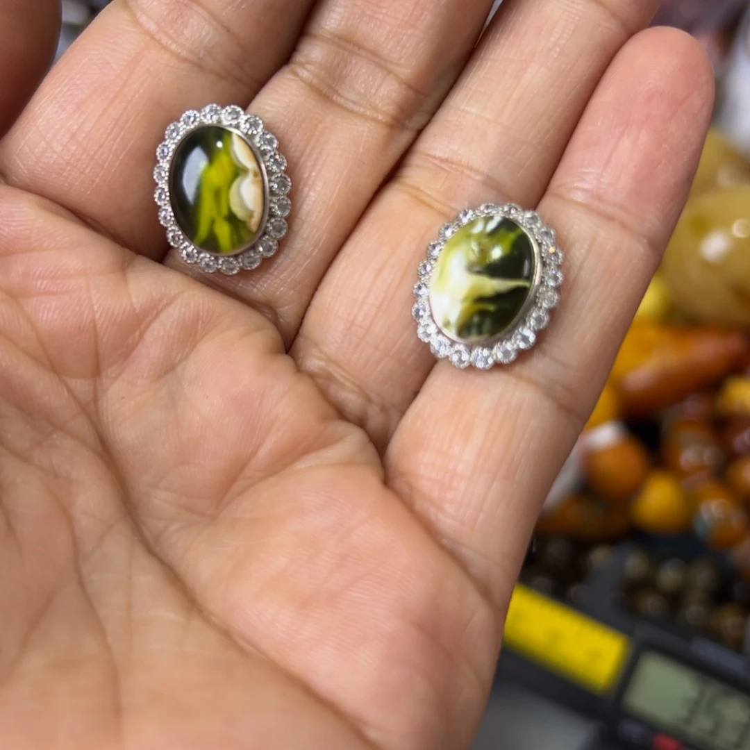 琥珀珠宝奇石银S925镶嵌115