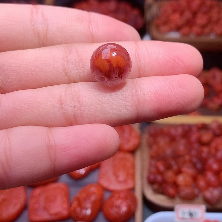 南红玛瑙未镶嵌南红火焰单珠