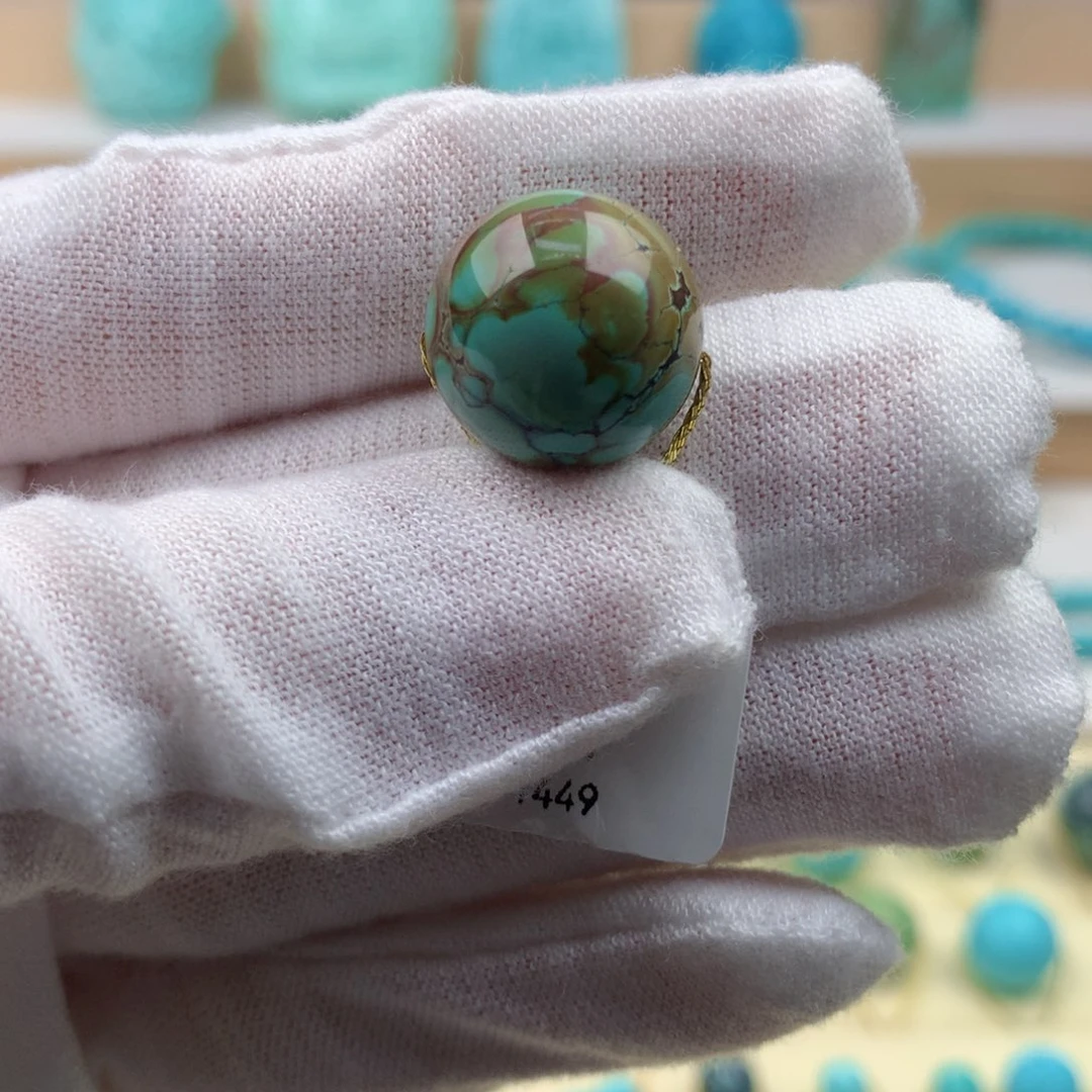 未镶嵌绿松石珠宝奇石特色三彩圆珠15mm
