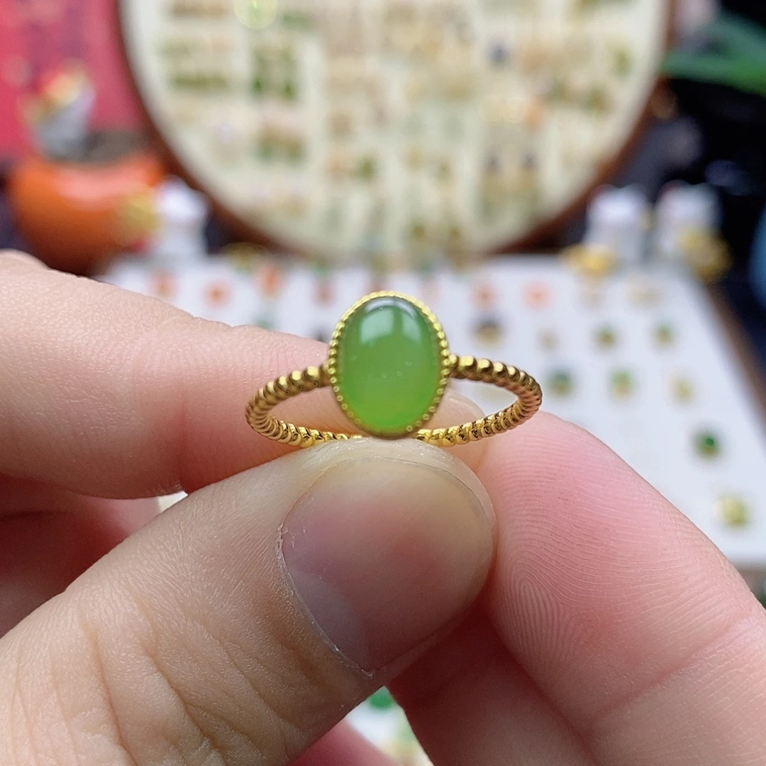 和田玉银S925镶嵌戒指