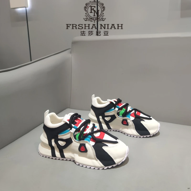 法莎尼亚男鞋百搭休闲鞋厚底增高鞋子秋季新款男士时尚拼色老爹鞋