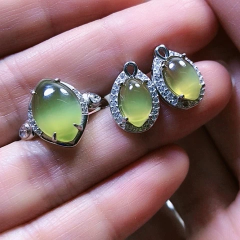 和田玉戒指银S925镶嵌