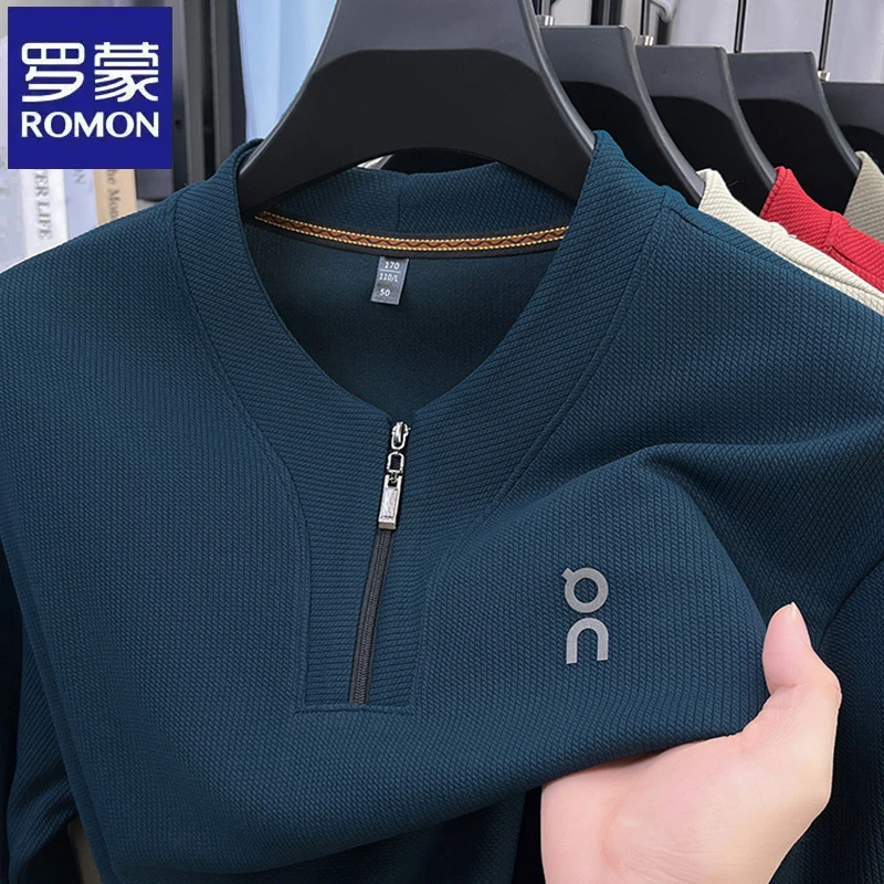 下架中年纯色男士拉链圆领长袖卫衣春秋季休闲打底衫印花T恤潮流