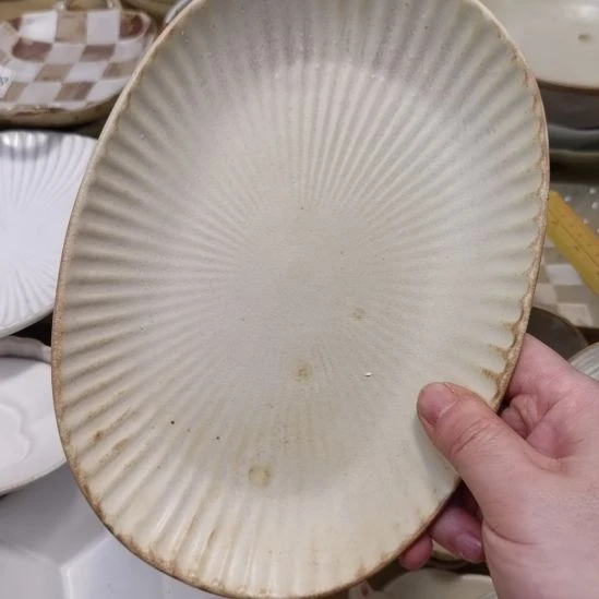 瓷片微瑕粗陶九寸椭圆两个一组