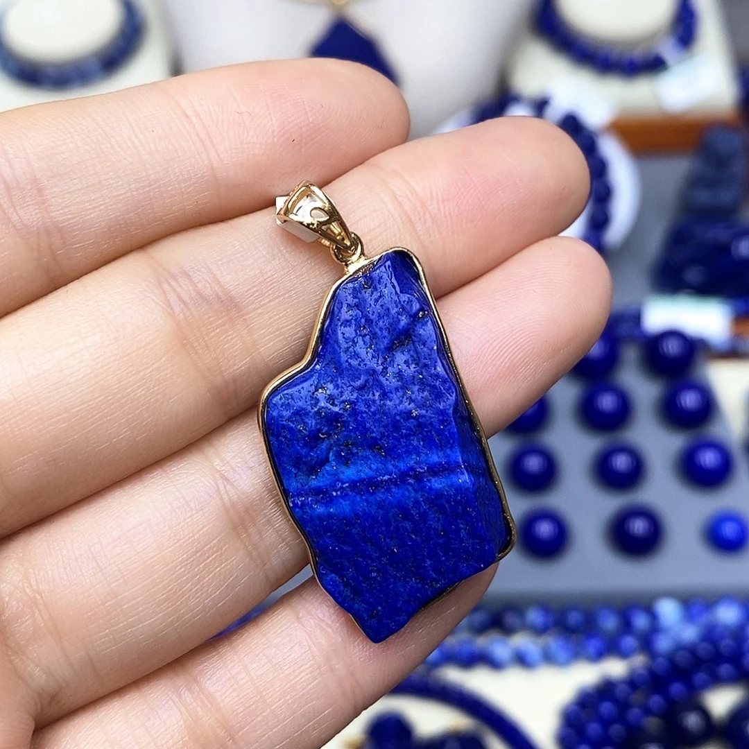 青金石银S925镀金镶嵌颈饰