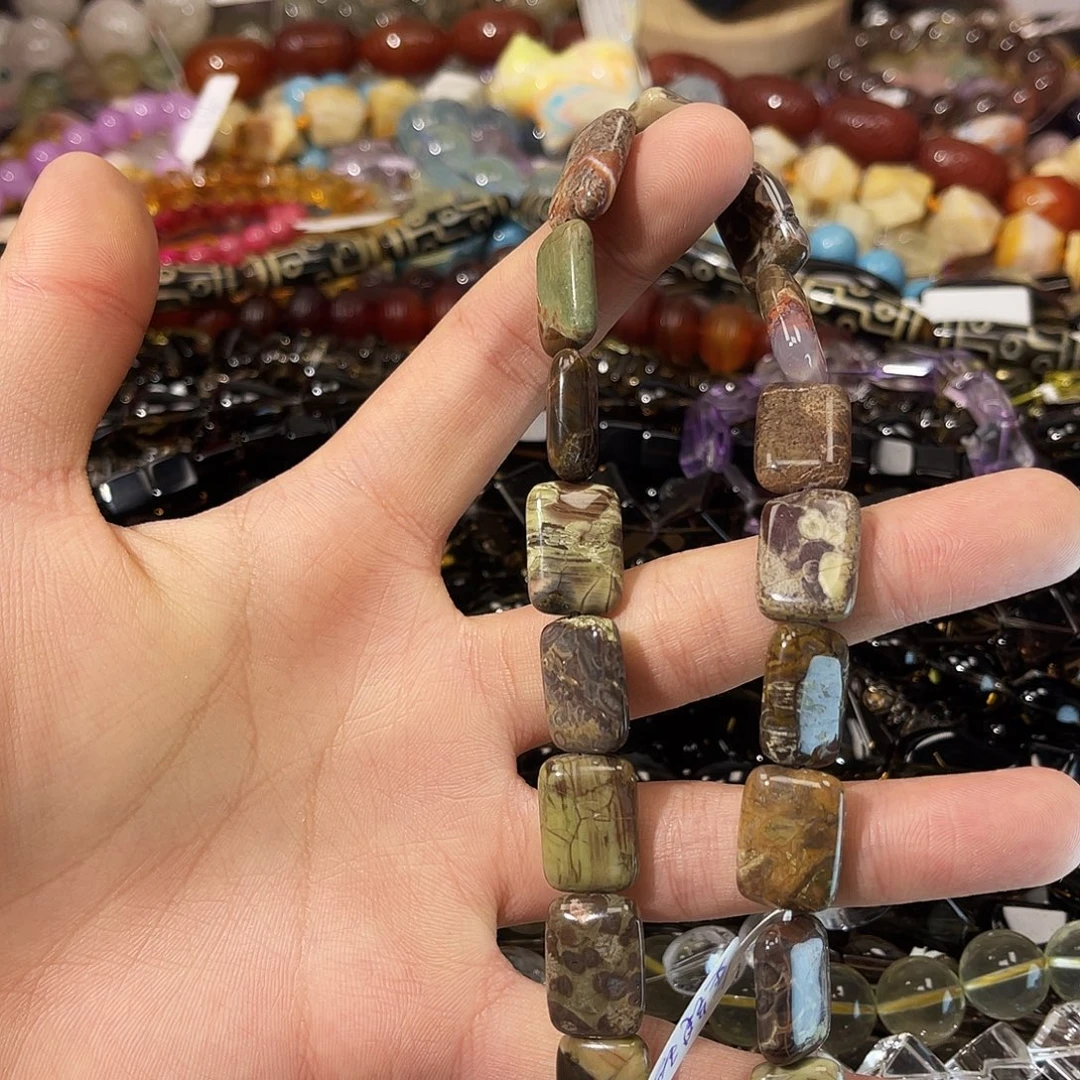 银S925镶嵌烟晶手链卡13金线玛瑙方牌