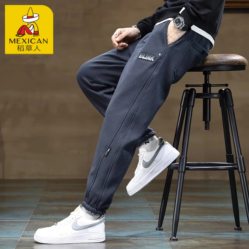 Mexican/稻草人春款休闲裤男士春秋季新款潮牌高街运动宽松卫裤子