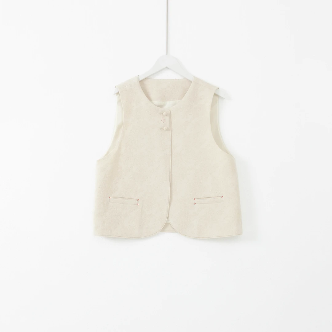 几里与麻 森系文艺宽松休闲马甲 衣长54胸围104 2091050