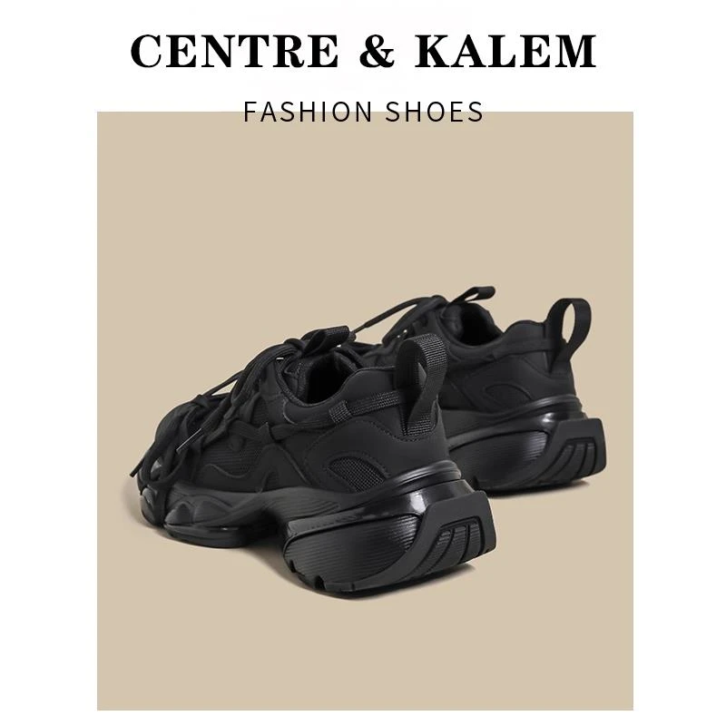 厚底老爹鞋女2025春季新款黑色炸街25秋冬双鞋带3xl休闲运动鞋潮