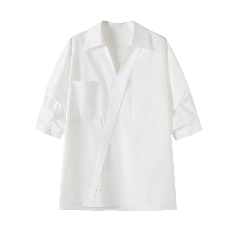 特！松驰感老钱风~解构感宽松遮肉休闲V领衬衫 V1825 女装 H5720