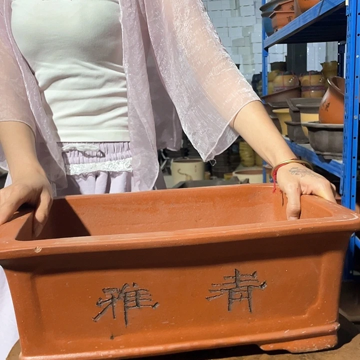 新品42红色马槽花盆花盆