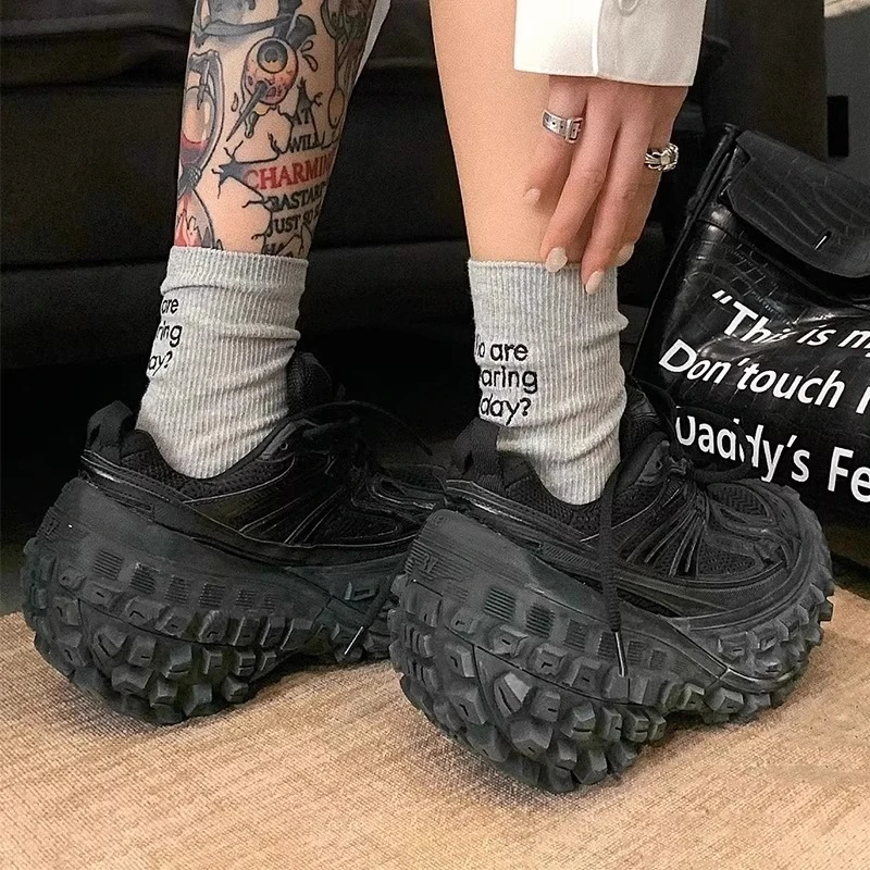 【DR明星同款】小众百搭！巴黎轮胎鞋2025厚底增高复古老爹鞋做旧