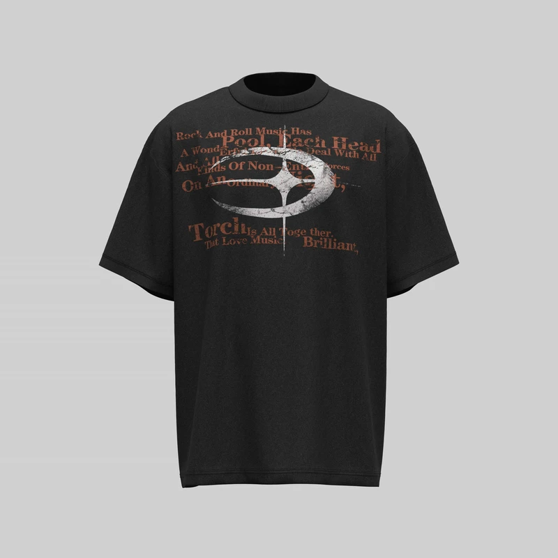 【做旧字母】做旧复古字母设计感宽松百搭印花小领口纯棉t恤短袖