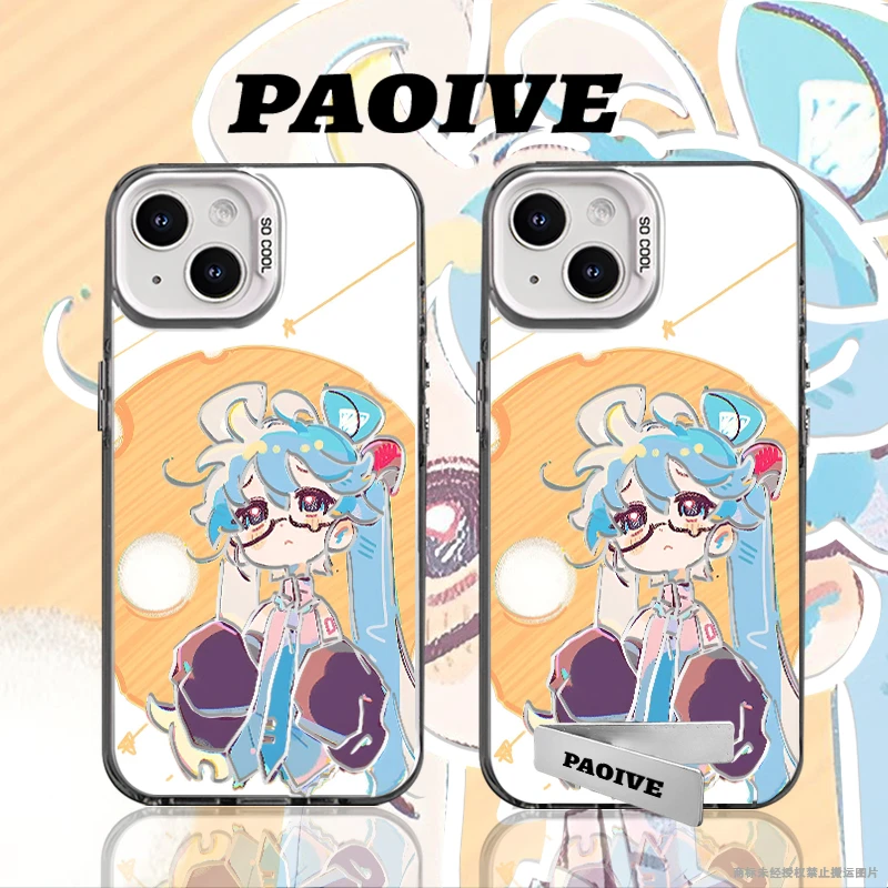 初音未来创意适用苹果华为vivoiPhone小米三星防摔彩银手机壳