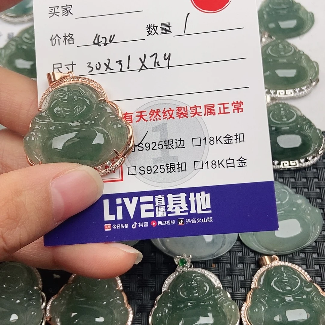 锐***）翡翠银S925镶嵌颈饰