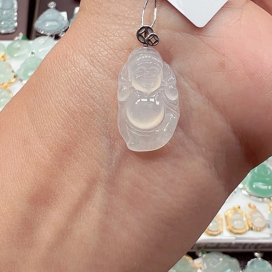 吊坠(不含链)18K金镶嵌翡翠财神爷