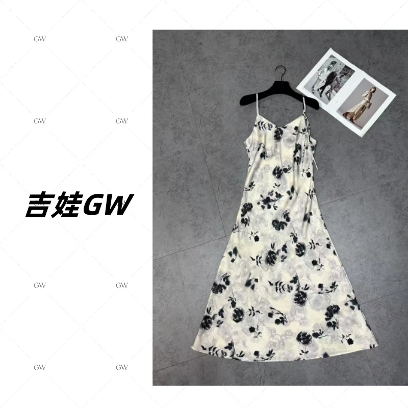 GW【水墨】新款气质法式显瘦高级感时髦感吊带连衣裙240809