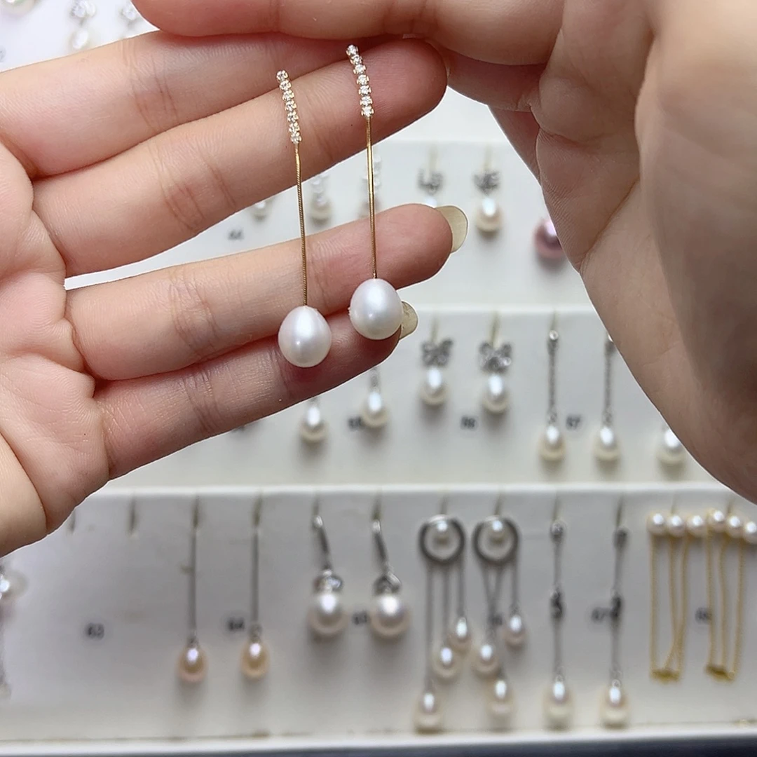 花***季淡水珍珠耳饰银S925镶嵌