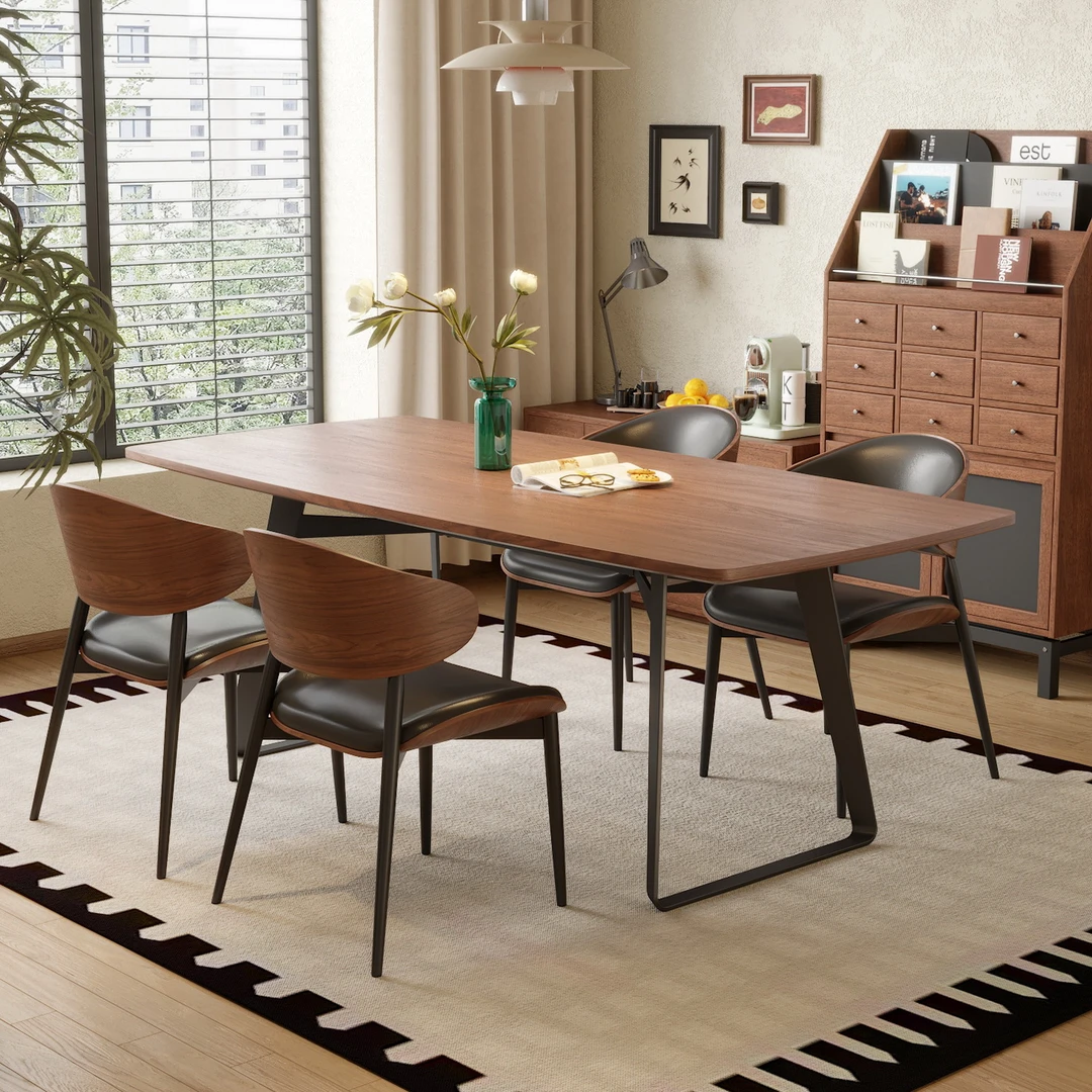 艺难忘中古风纯实木餐桌椅小户型家用复古长方形4人6人吃饭桌子