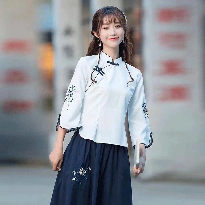 民国风女装学生班服汉服中国风唐装汉元素五四青年朗诵演讲中山装