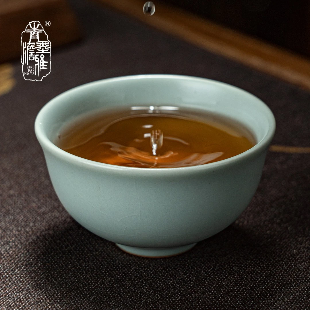 汝窑圆心杯手工茶杯主人杯青瓷景德镇陶瓷茶具中式礼开片