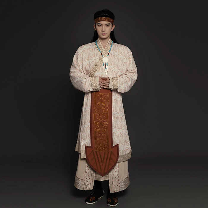 【纨绮】殷商服饰复原刺绣印花袍服套装——贞（男）