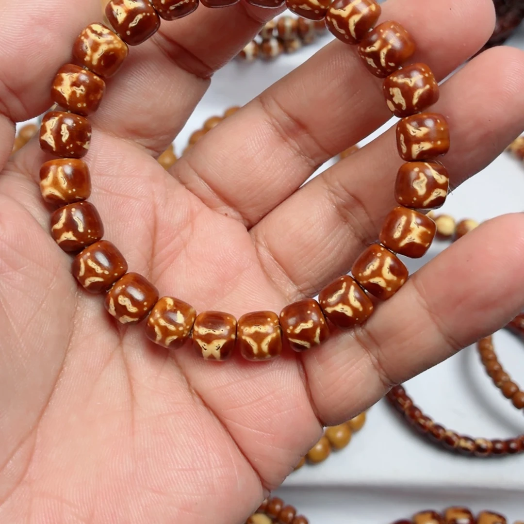 紫金鼠手串火焰纹鬼脸，实心