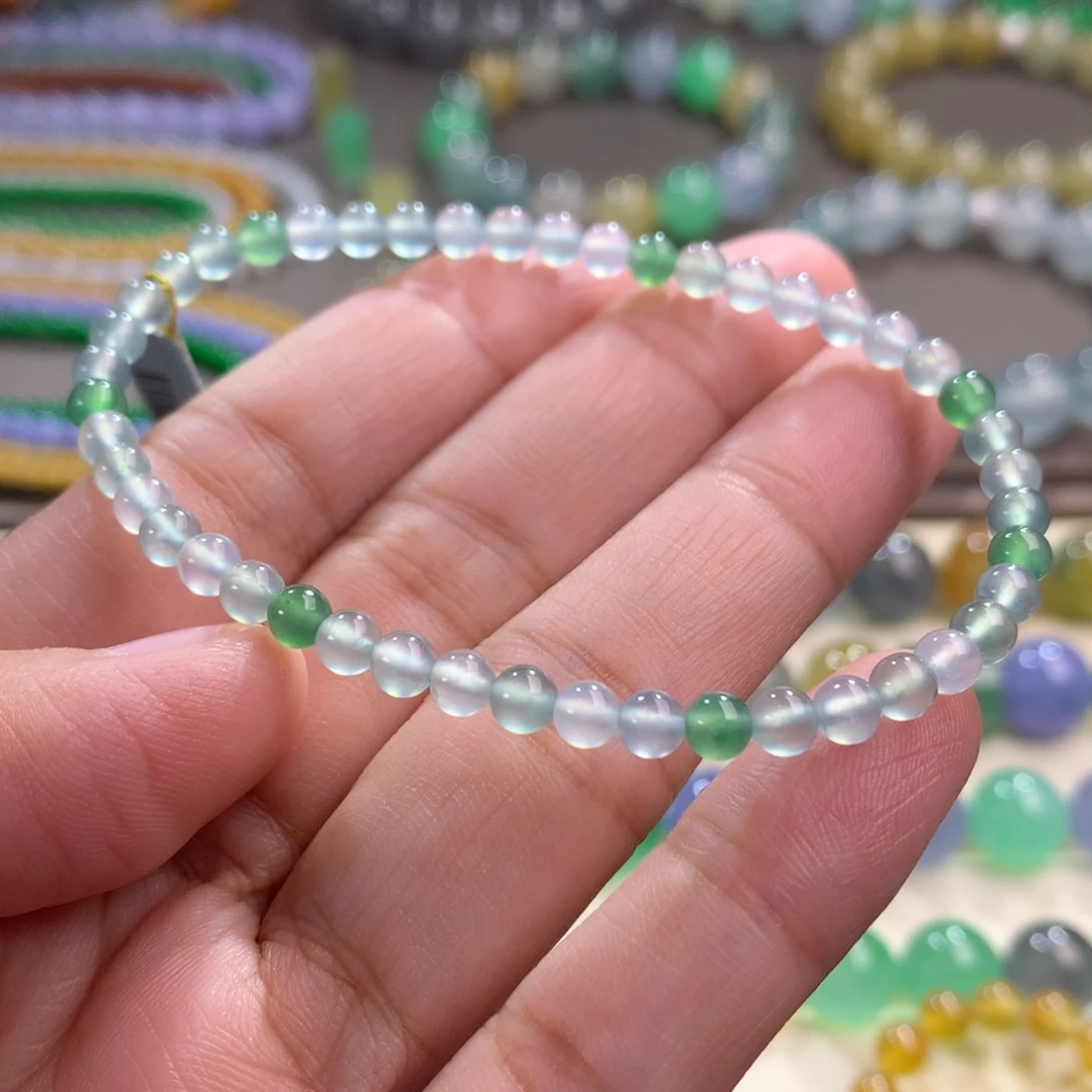 未镶嵌手链翡翠卡4 冰玻璃幻彩蓝钢