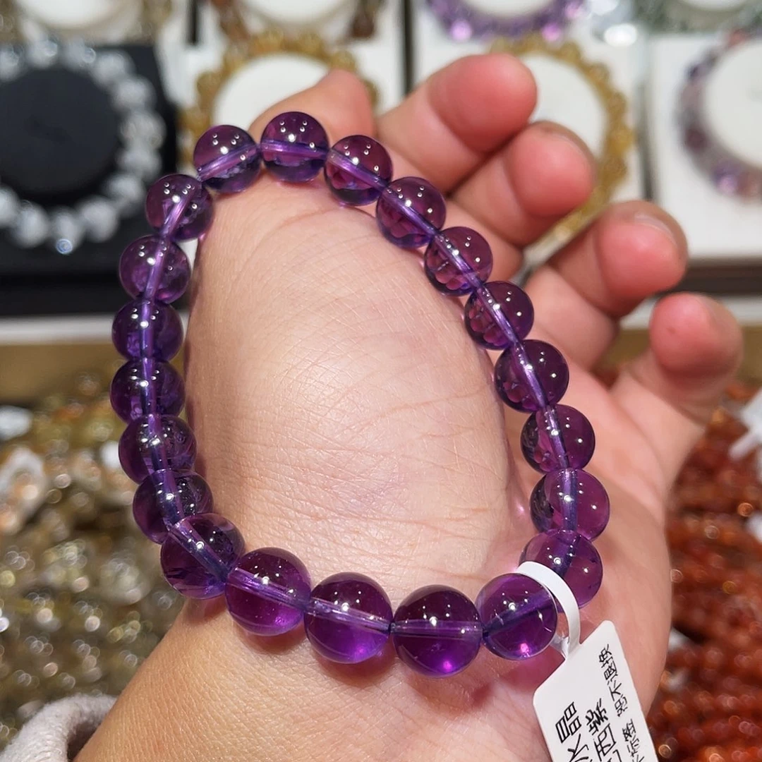 手链水晶未镶嵌高品质巴西紫水晶9mm