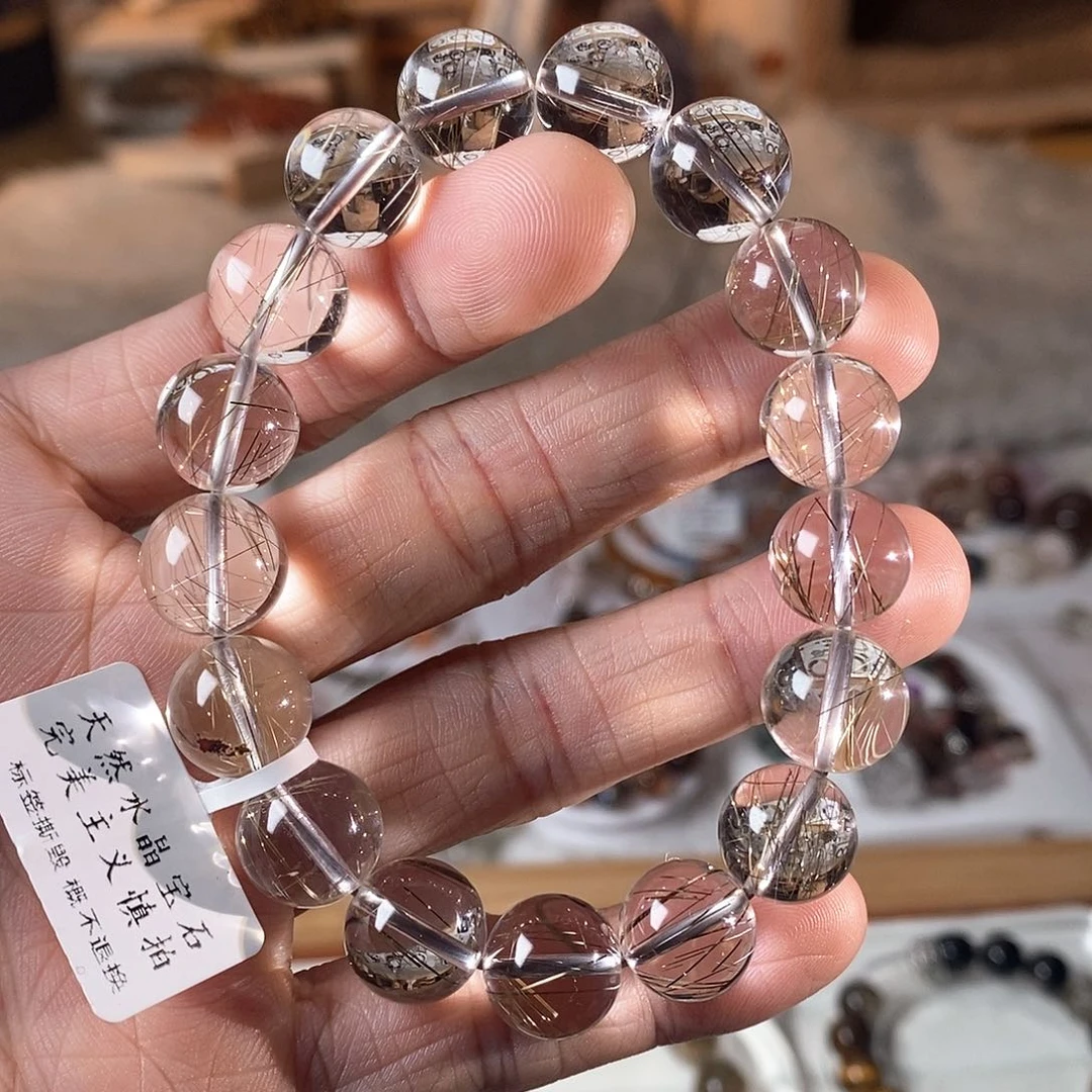 水晶手链未镶嵌池***鱼银发12mm