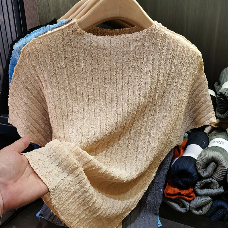 亮闪闪纯色T恤宽松显瘦百搭圆领短袖上衣