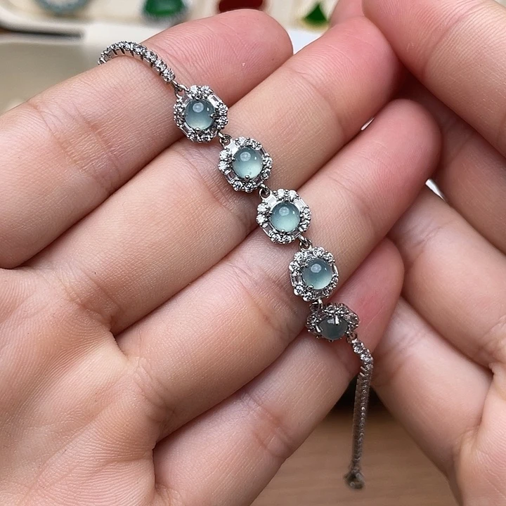 翡翠银S925镶嵌手链手链