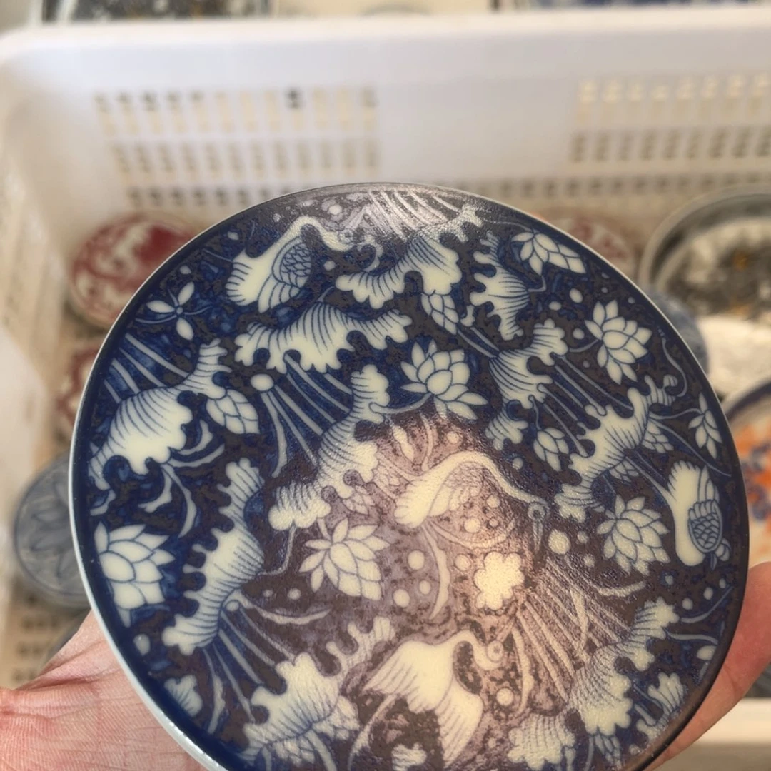 瓷片景德镇青花一路连科盖置