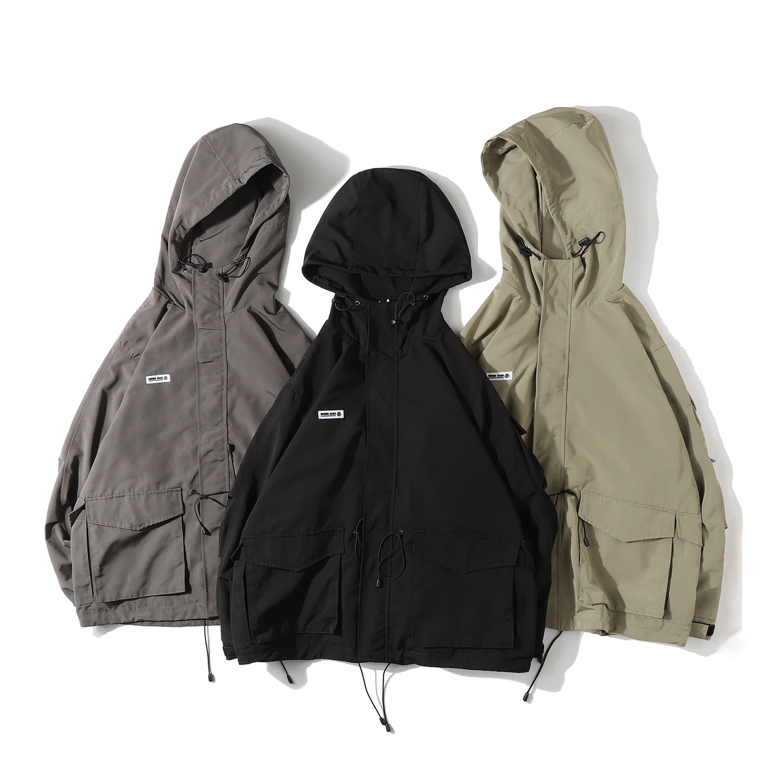 户外防泼水面料冲锋衣秋季男士休闲日系潮流工装连帽夹克GS1210