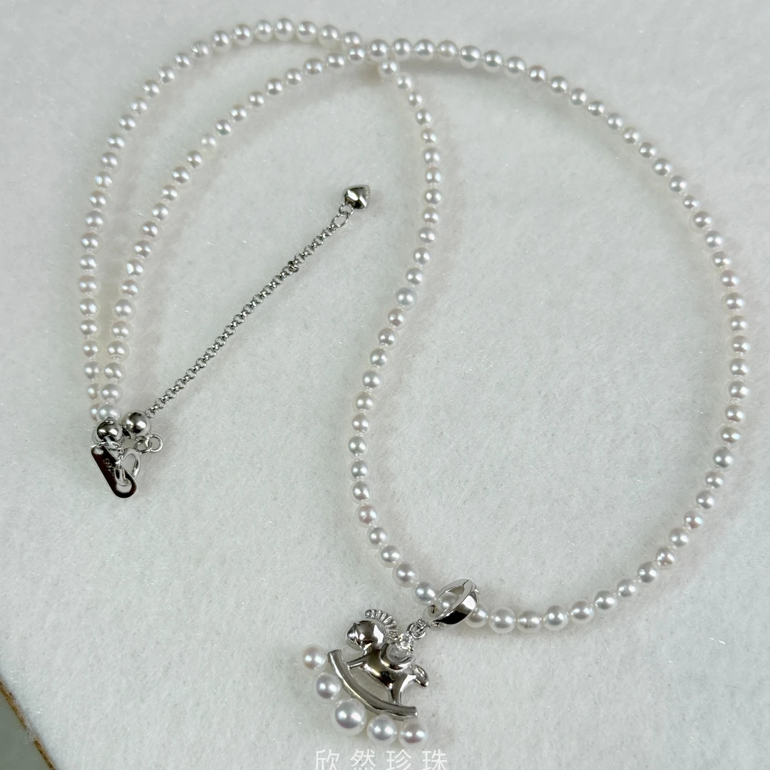 【欣然珍珠】小马吊坠淡水珍珠项链
