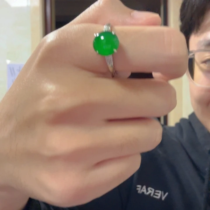 翡翠银S925镶嵌颈饰戒指