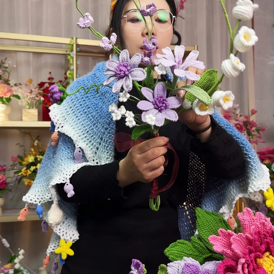 纯手工钩织手工钩织设计花束