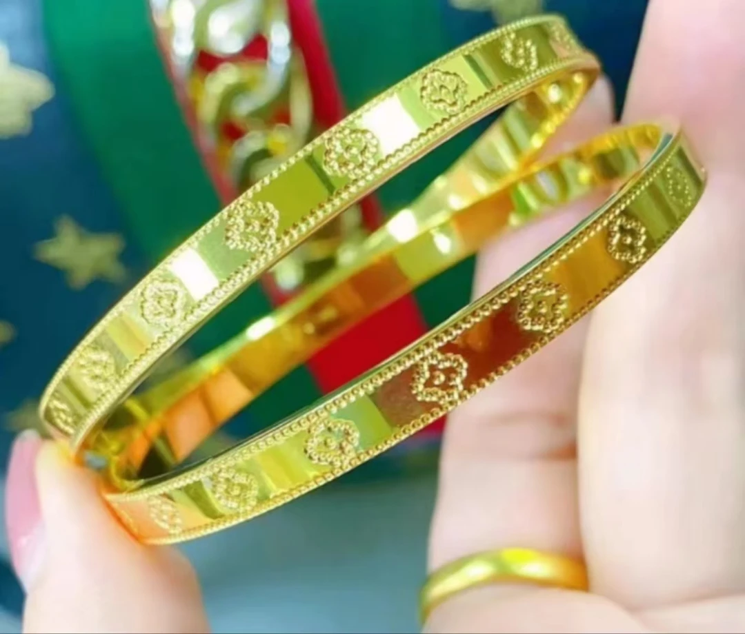 铜合金手镯 幸运草CNC手镯