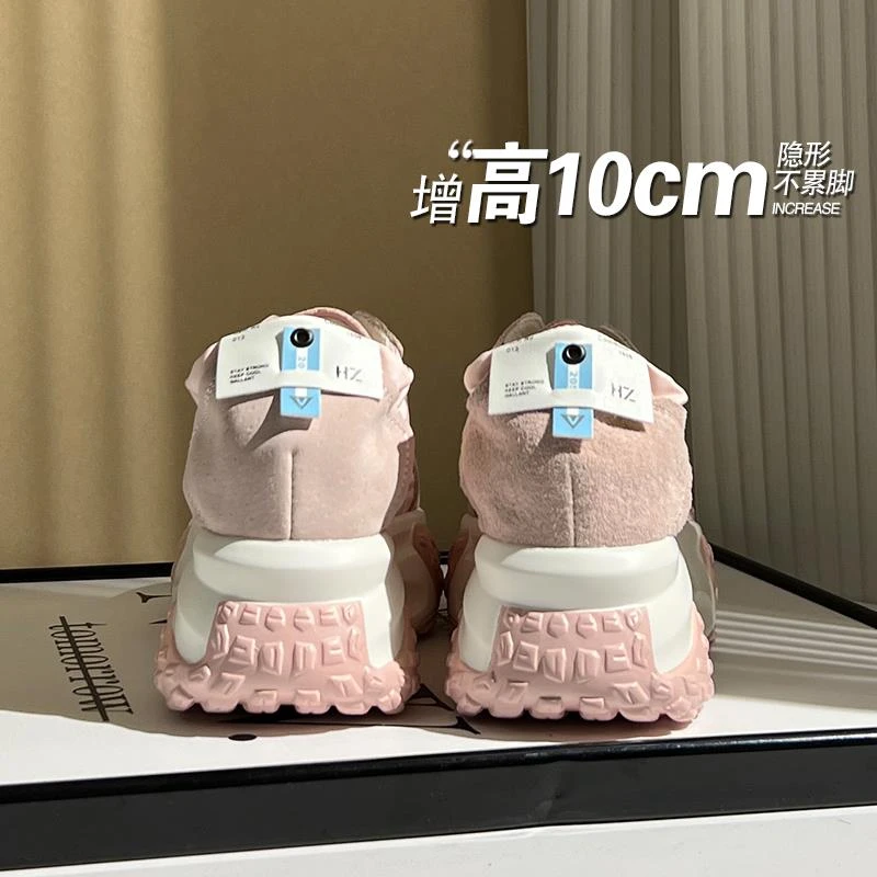 休闲老爹鞋女2025春夏隐形内增高10cm小个子矮子乐鞋子厚底运动鞋