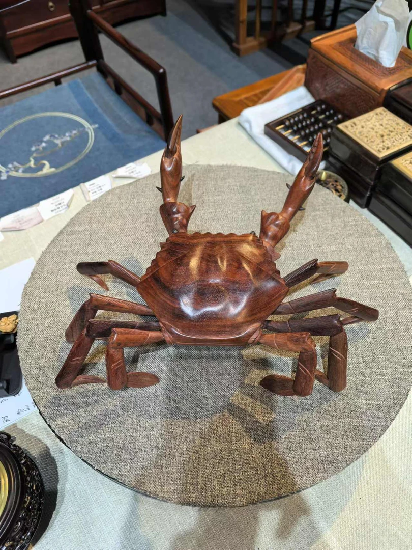 【木上】缅甸花梨-大号螃蟹红木招财风水榫卯摆件36*22*13-茶桌茶宠