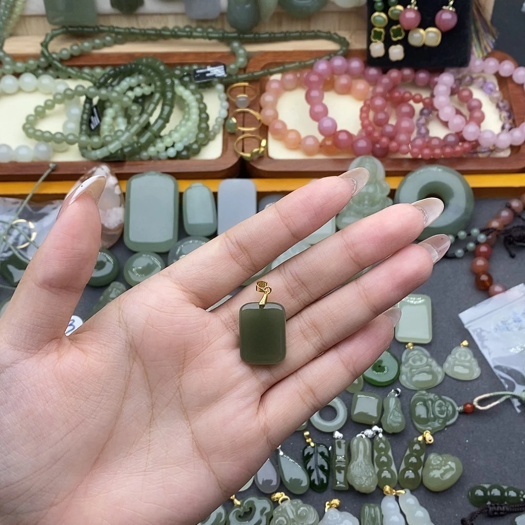 吊坠(不含链)银S925镶嵌和田玉