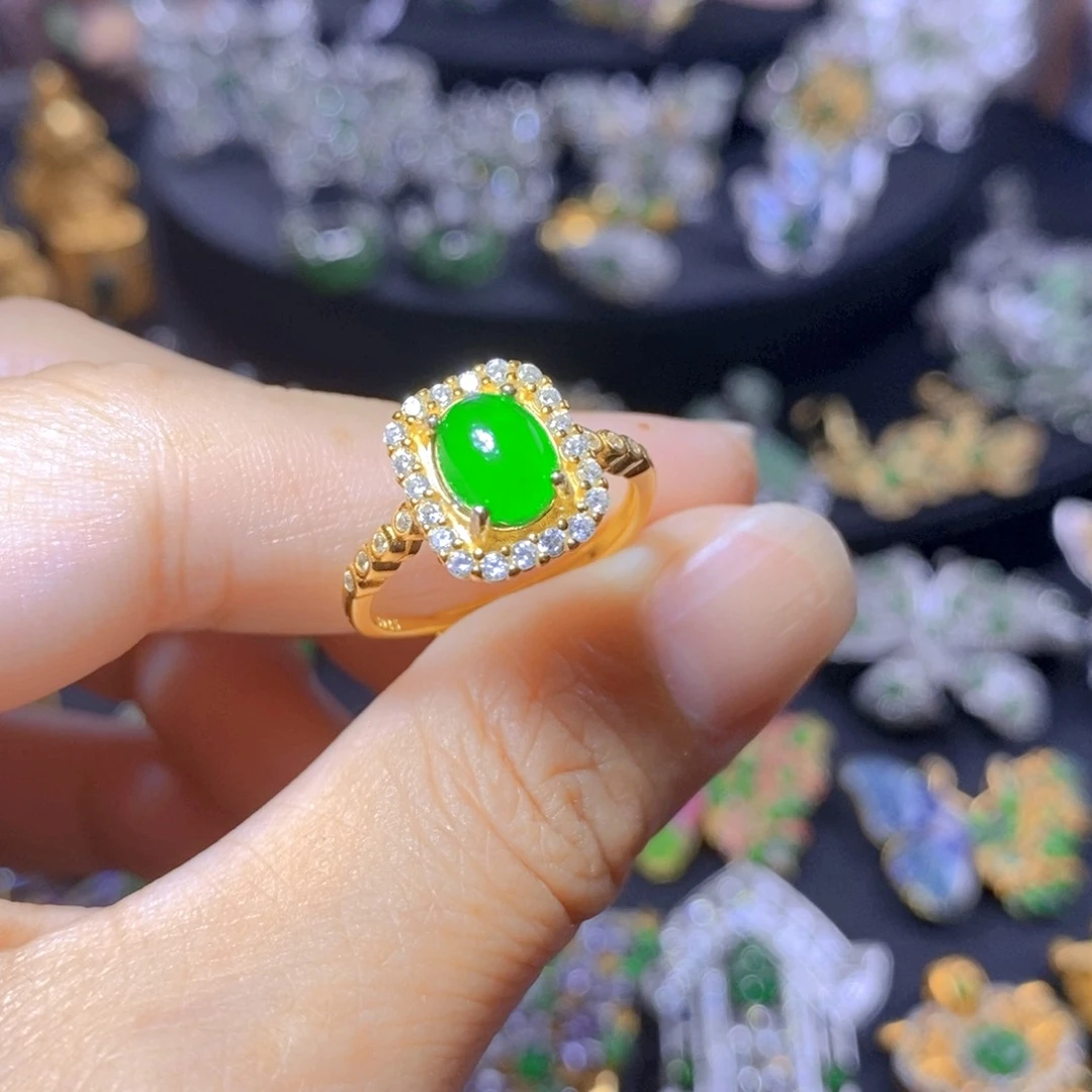 翡翠银S925镶嵌吊坠(不含链)天然翡翠