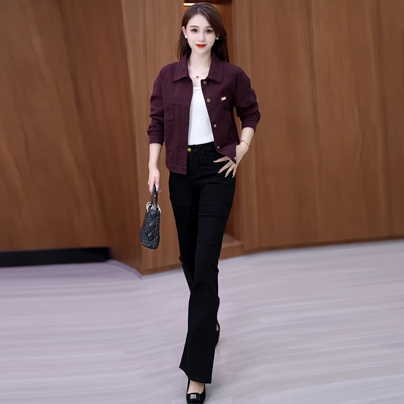 高含棉时尚洋气短外套女2025秋冬新款小个子百搭气质显瘦夹克上衣